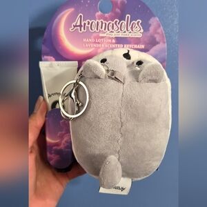 Lavender Scented Hand Lotion with Gray Plush Keychain